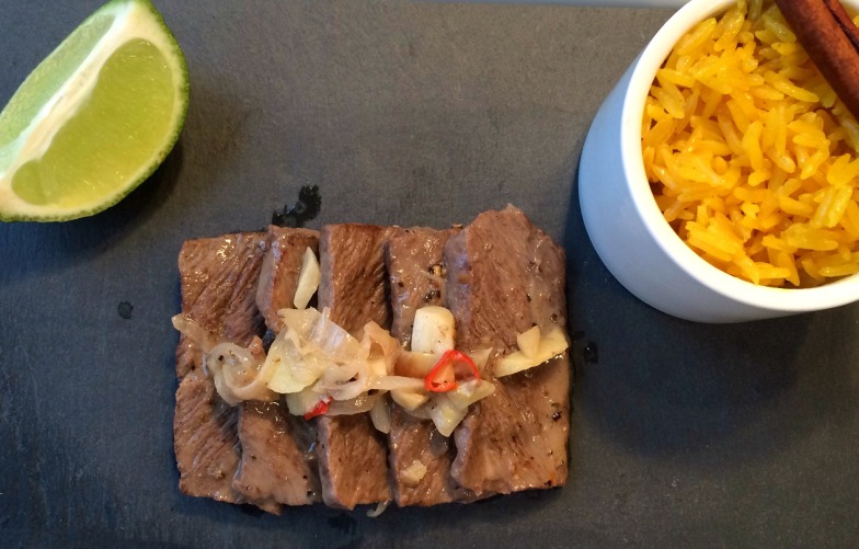 Indonesian Beef Rendang with Coconut Lime Sauce and Turmeric Jasmine Rice 